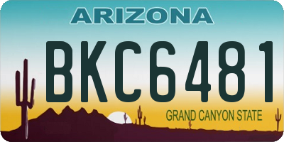 AZ license plate BKC6481