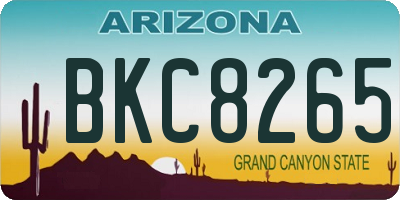 AZ license plate BKC8265