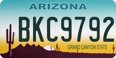 AZ license plate BKC9792