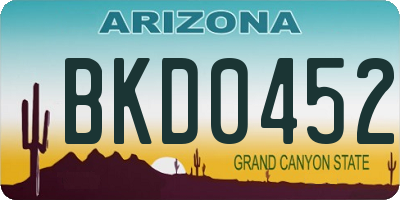 AZ license plate BKD0452
