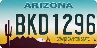 AZ license plate BKD1296