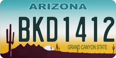 AZ license plate BKD1412