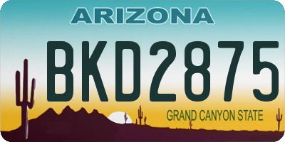 AZ license plate BKD2875