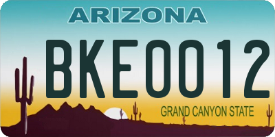 AZ license plate BKE0012