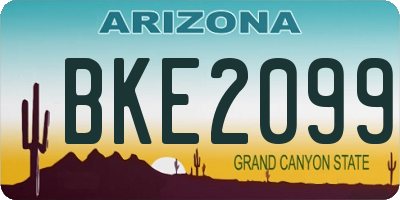 AZ license plate BKE2099