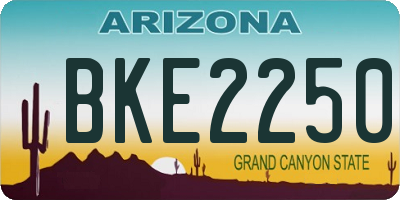 AZ license plate BKE2250