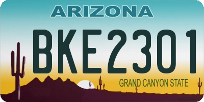 AZ license plate BKE2301