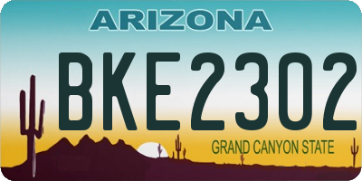 AZ license plate BKE2302