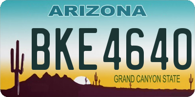 AZ license plate BKE4640
