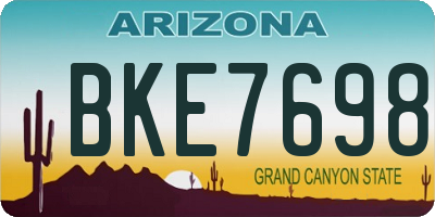 AZ license plate BKE7698
