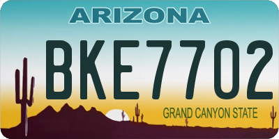 AZ license plate BKE7702