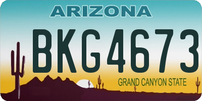 AZ license plate BKG4673