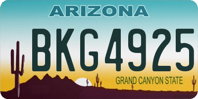 AZ license plate BKG4925
