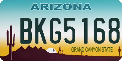 AZ license plate BKG5168