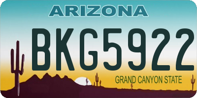AZ license plate BKG5922