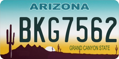 AZ license plate BKG7562