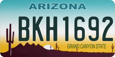 AZ license plate BKH1692