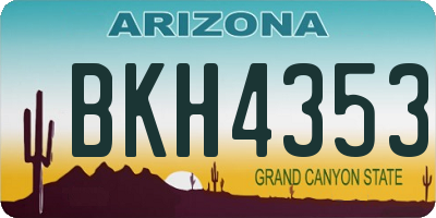 AZ license plate BKH4353