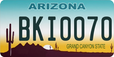 AZ license plate BKI0070