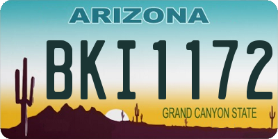 AZ license plate BKI1172