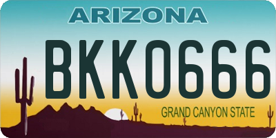 AZ license plate BKK0666
