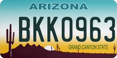 AZ license plate BKK0963