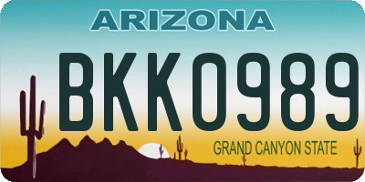 AZ license plate BKK0989