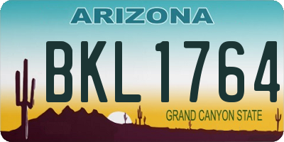 AZ license plate BKL1764