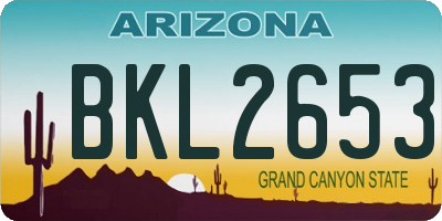 AZ license plate BKL2653