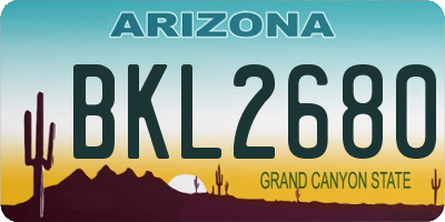 AZ license plate BKL2680