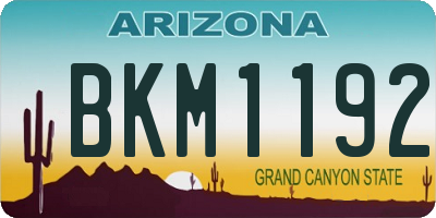 AZ license plate BKM1192