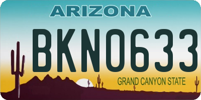 AZ license plate BKN0633