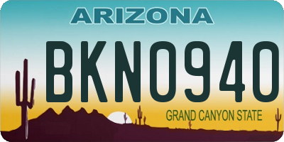 AZ license plate BKN0940