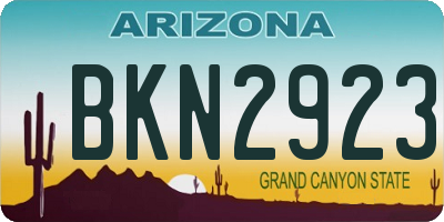 AZ license plate BKN2923