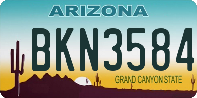 AZ license plate BKN3584