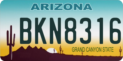 AZ license plate BKN8316