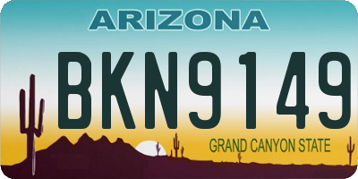 AZ license plate BKN9149