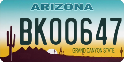 AZ license plate BKO0647