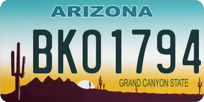 AZ license plate BKO1794