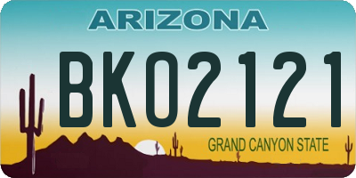 AZ license plate BKO2121