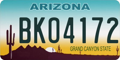 AZ license plate BKO4172