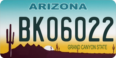 AZ license plate BKO6022