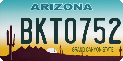 AZ license plate BKT0752