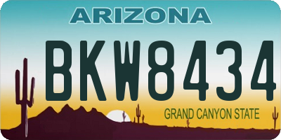 AZ license plate BKW8434