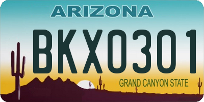 AZ license plate BKX0301