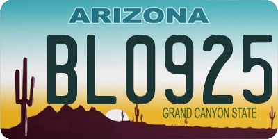 AZ license plate BL0925