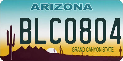 AZ license plate BLC0804