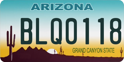 AZ license plate BLQ0118