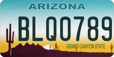 AZ license plate BLQ0789