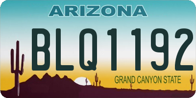 AZ license plate BLQ1192